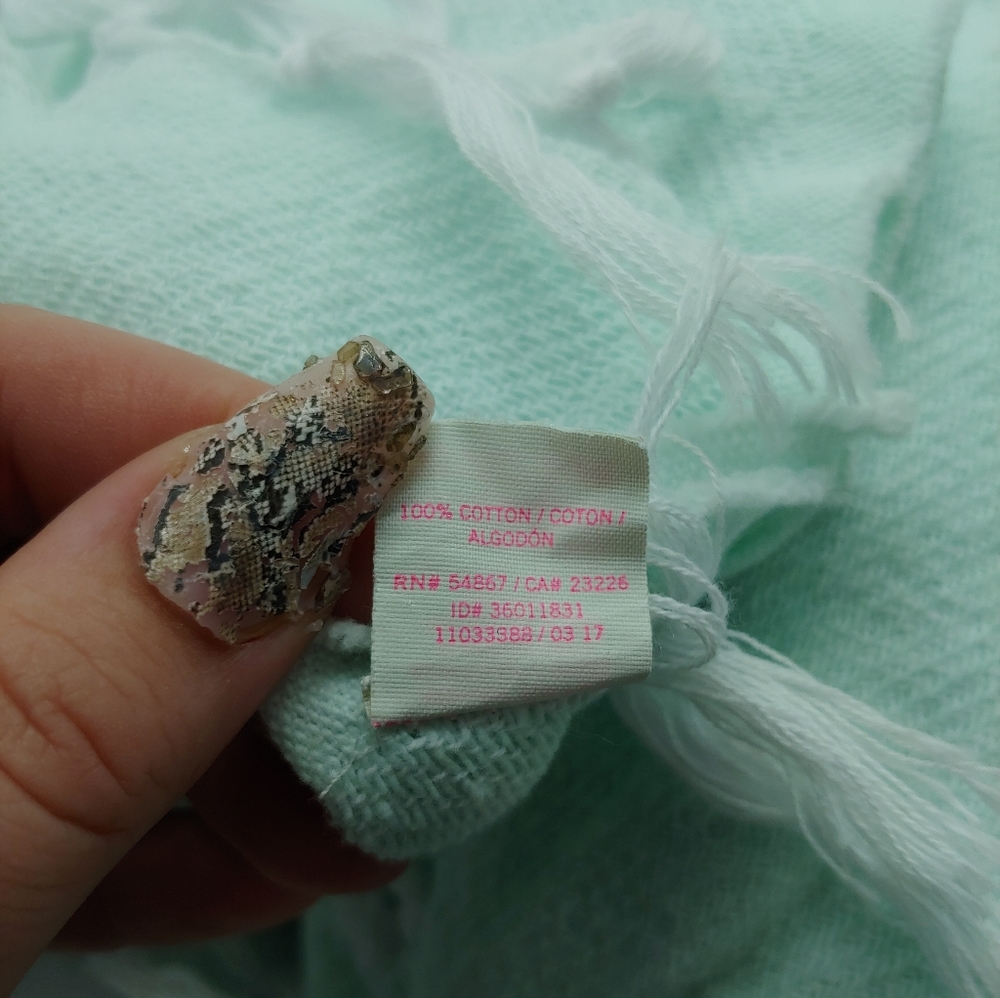 PINK VS sand waves Sun mint cotton beach blanket - Picture 4 of 8